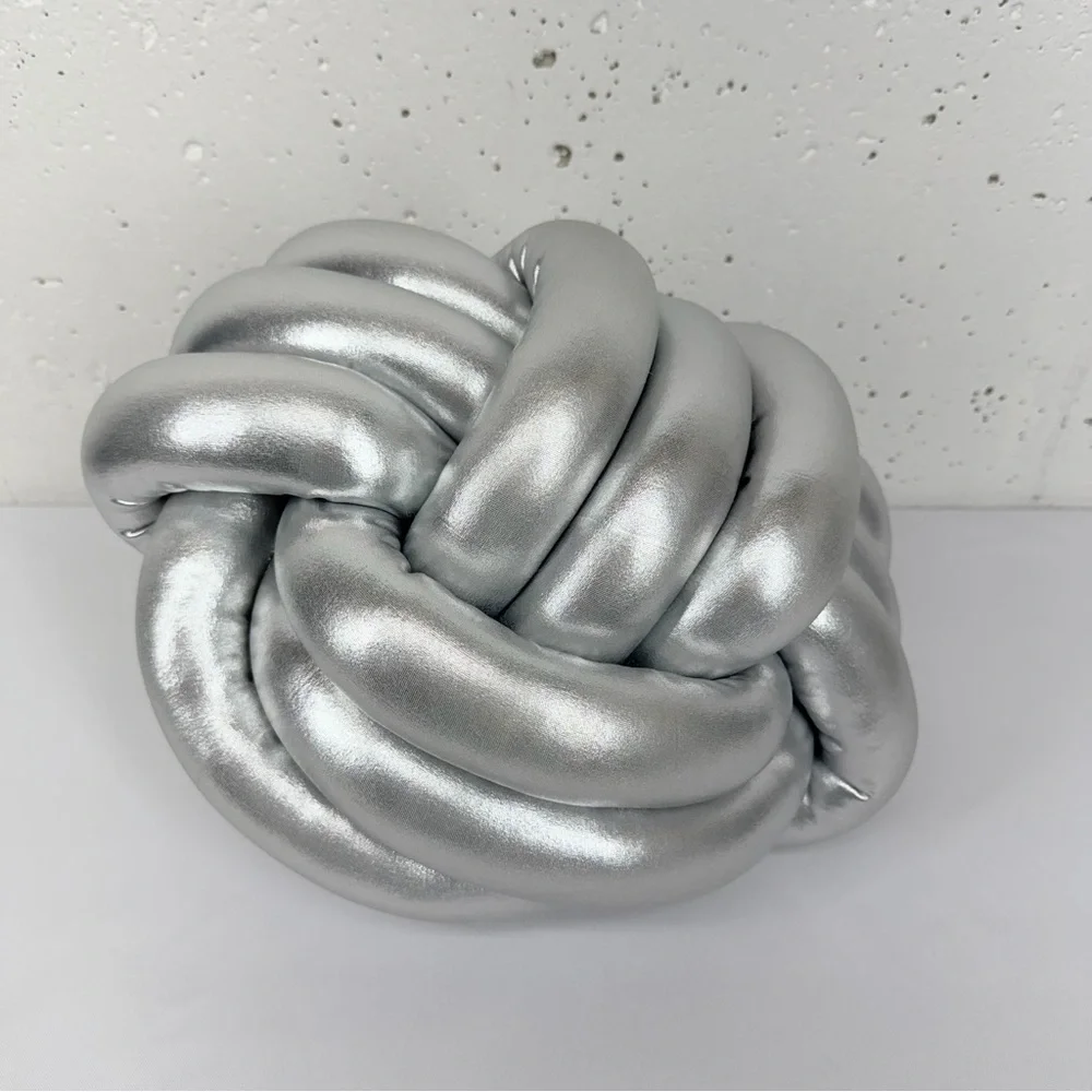 Truly Lou Silver Knot Ball Decorative Pillow 15”